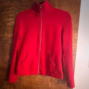 Red zip up